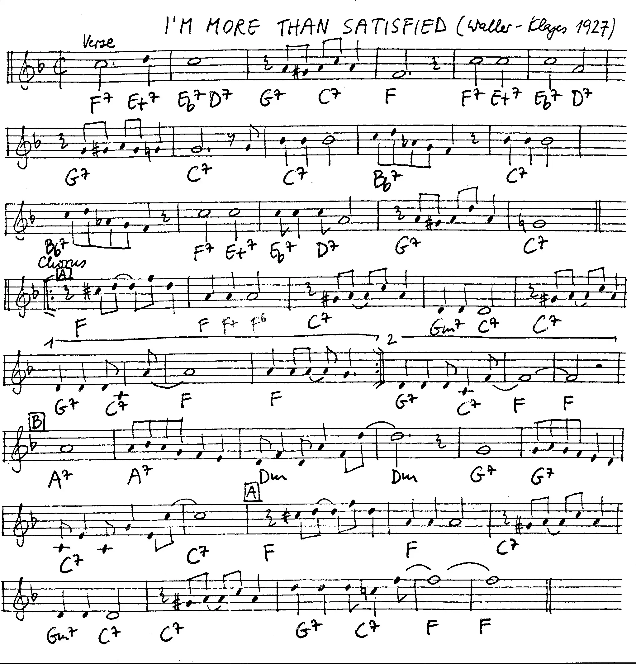 i'm more than satisfied free jazz leadsheet - Courtesy of the Jungle Jazz Band